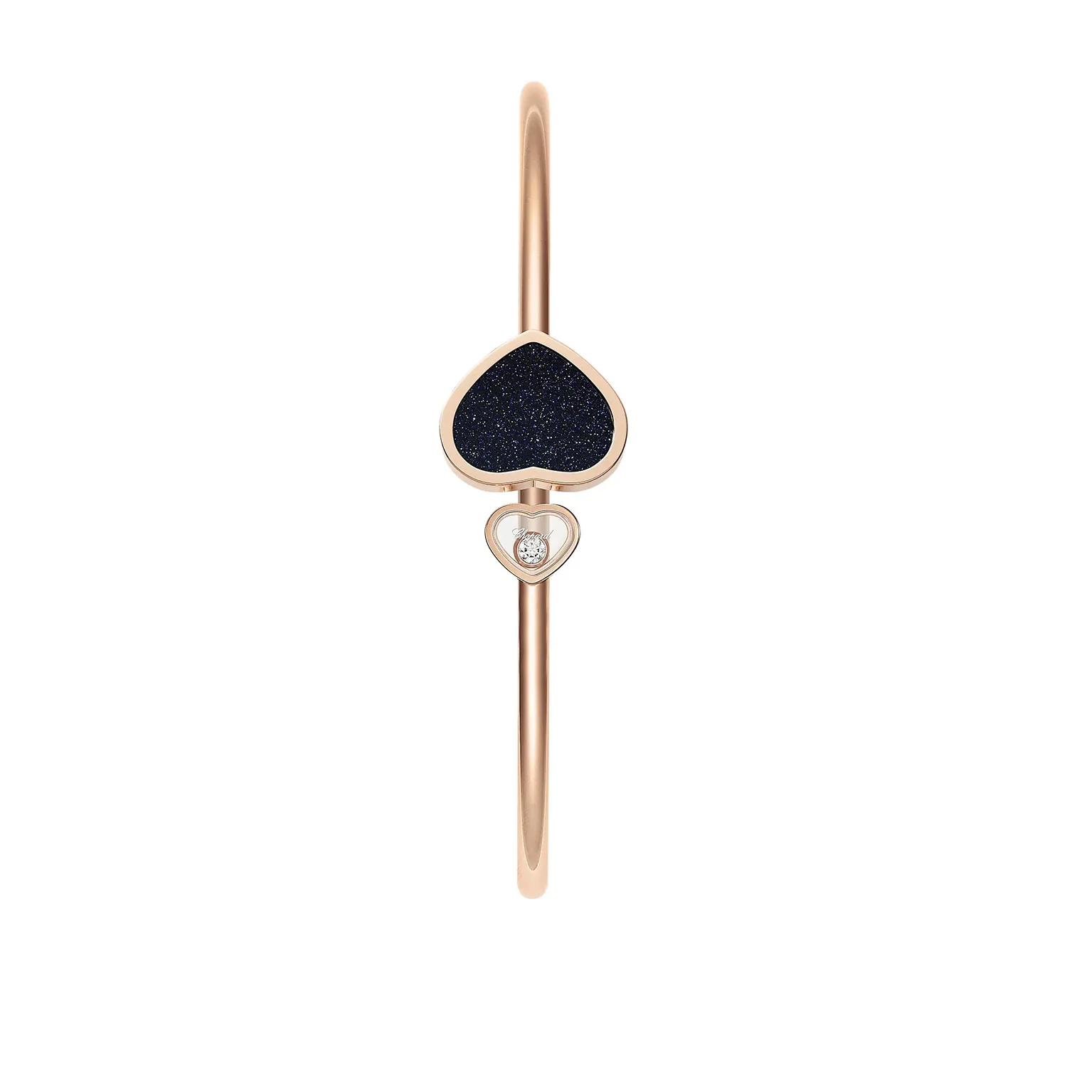 18ct Rose Gold Happy Hearts Black Aventurine & Diamond Bangle - Image 3
