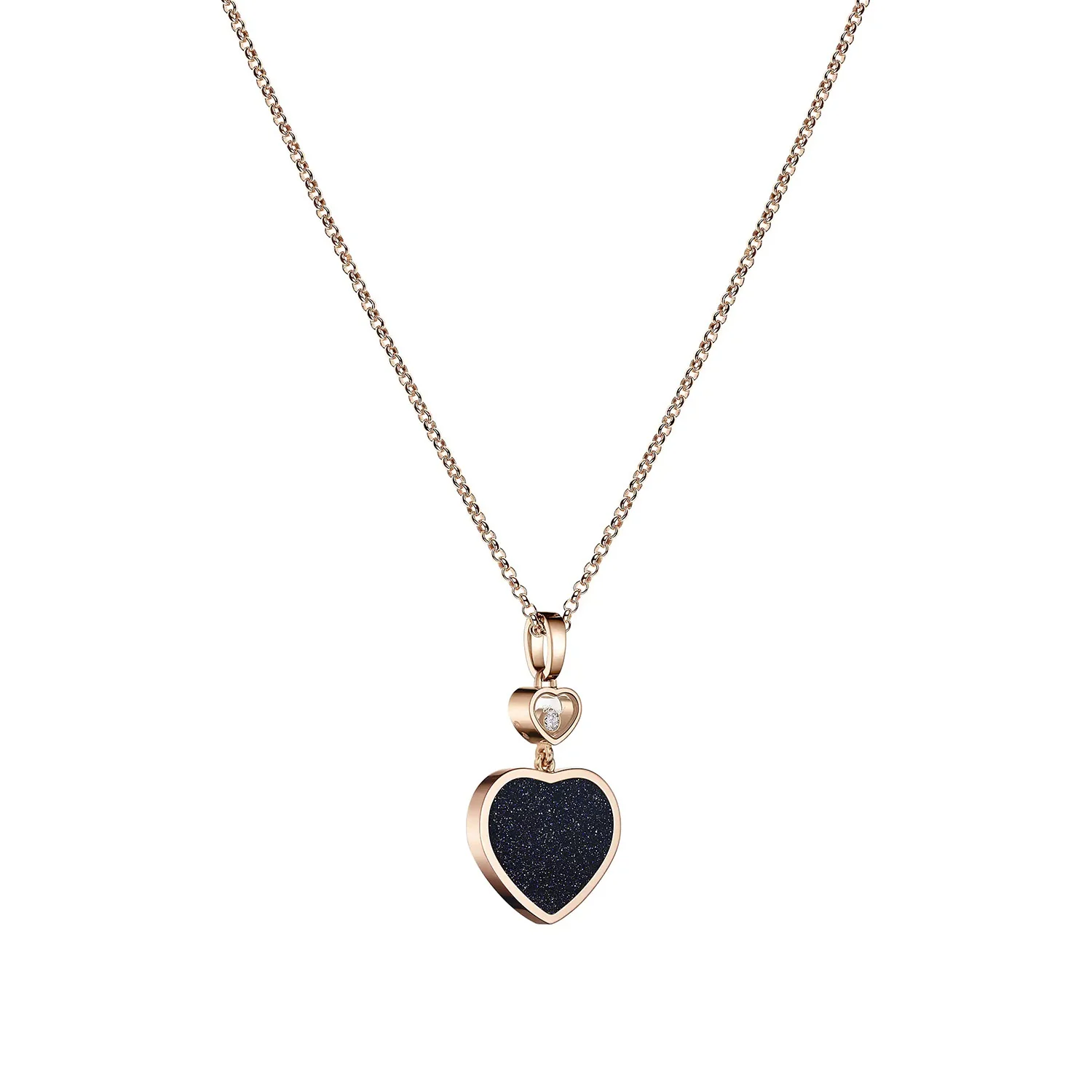 18ct Rose Gold Happy Hearts Black Aventurine & Diamond Pendant - Image 3