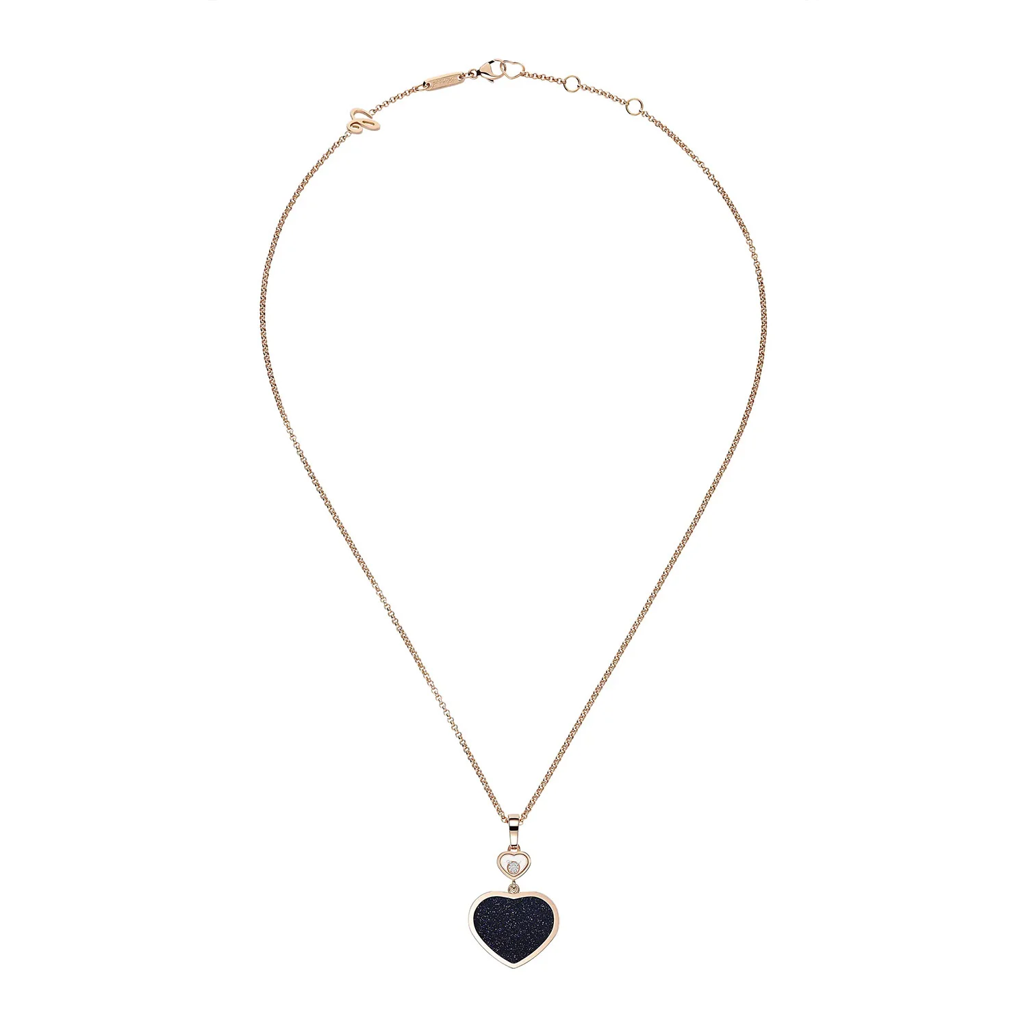 18ct Rose Gold Happy Hearts Black Aventurine & Diamond Pendant - Image 4