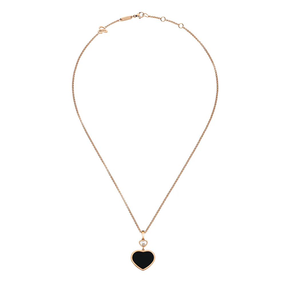 18ct Rose Gold Happy Hearts Black Onyx & Diamond Pendant - Image 2