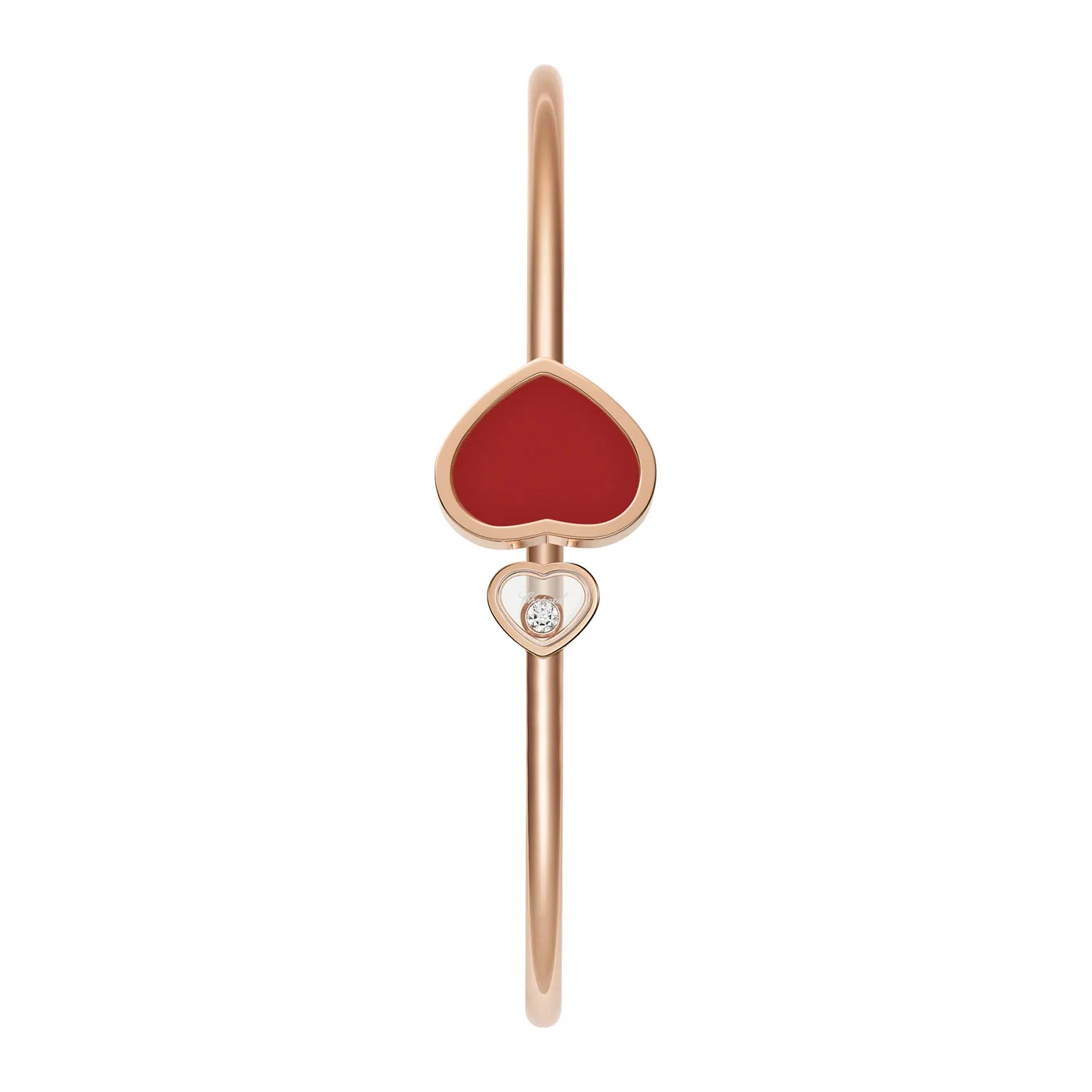 18ct Rose Gold Happy Hearts Carnelian & Diamond Bangle - Image 3