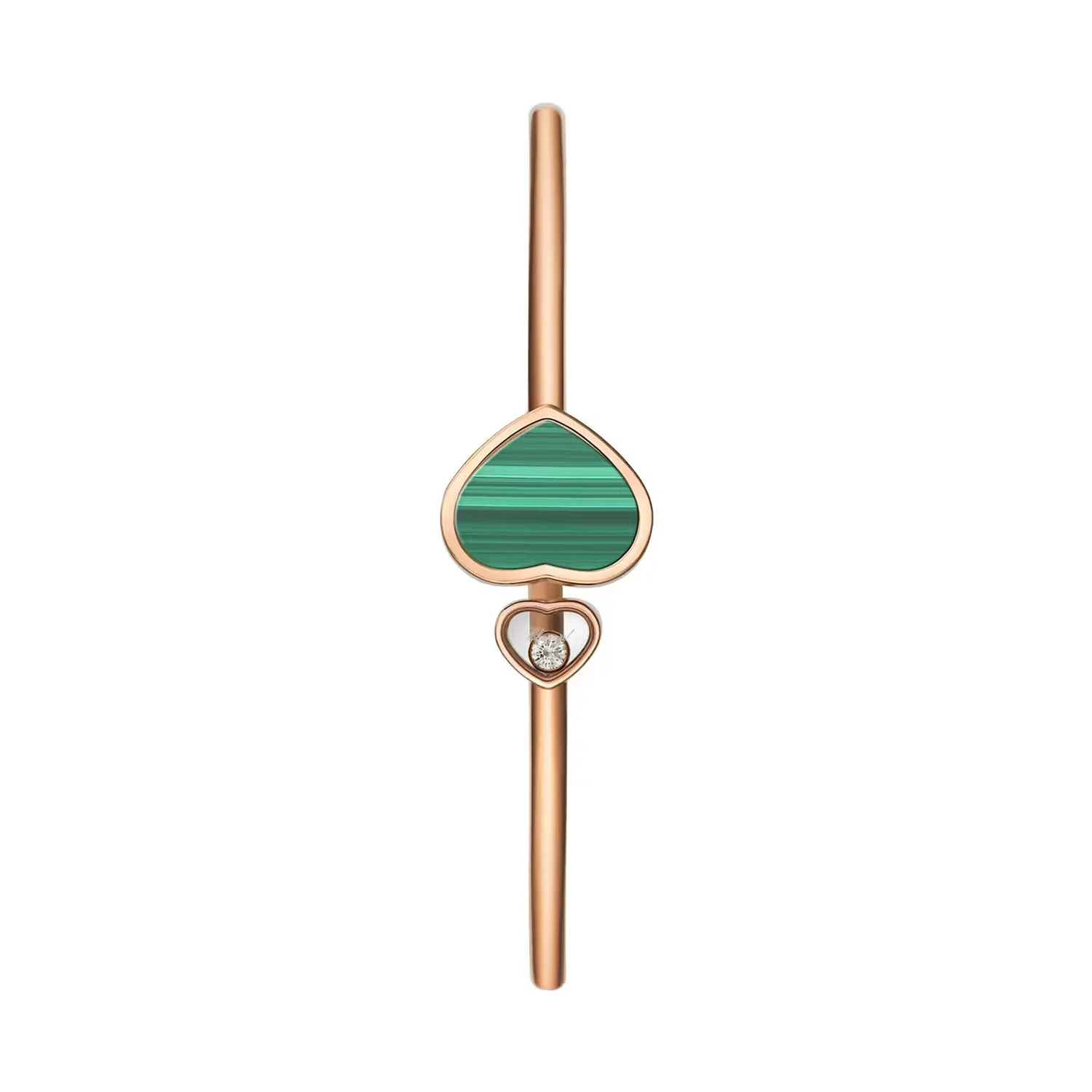 18ct Rose Gold Happy Hearts Malachite & Diamond Bangle - Image 3