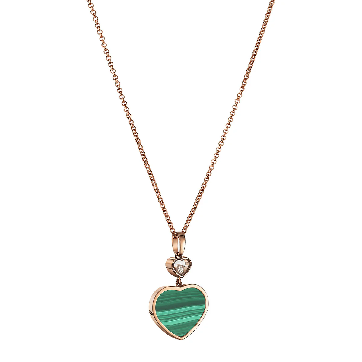18ct Rose Gold Happy Hearts Malachite & Diamond Pendant - Image 3