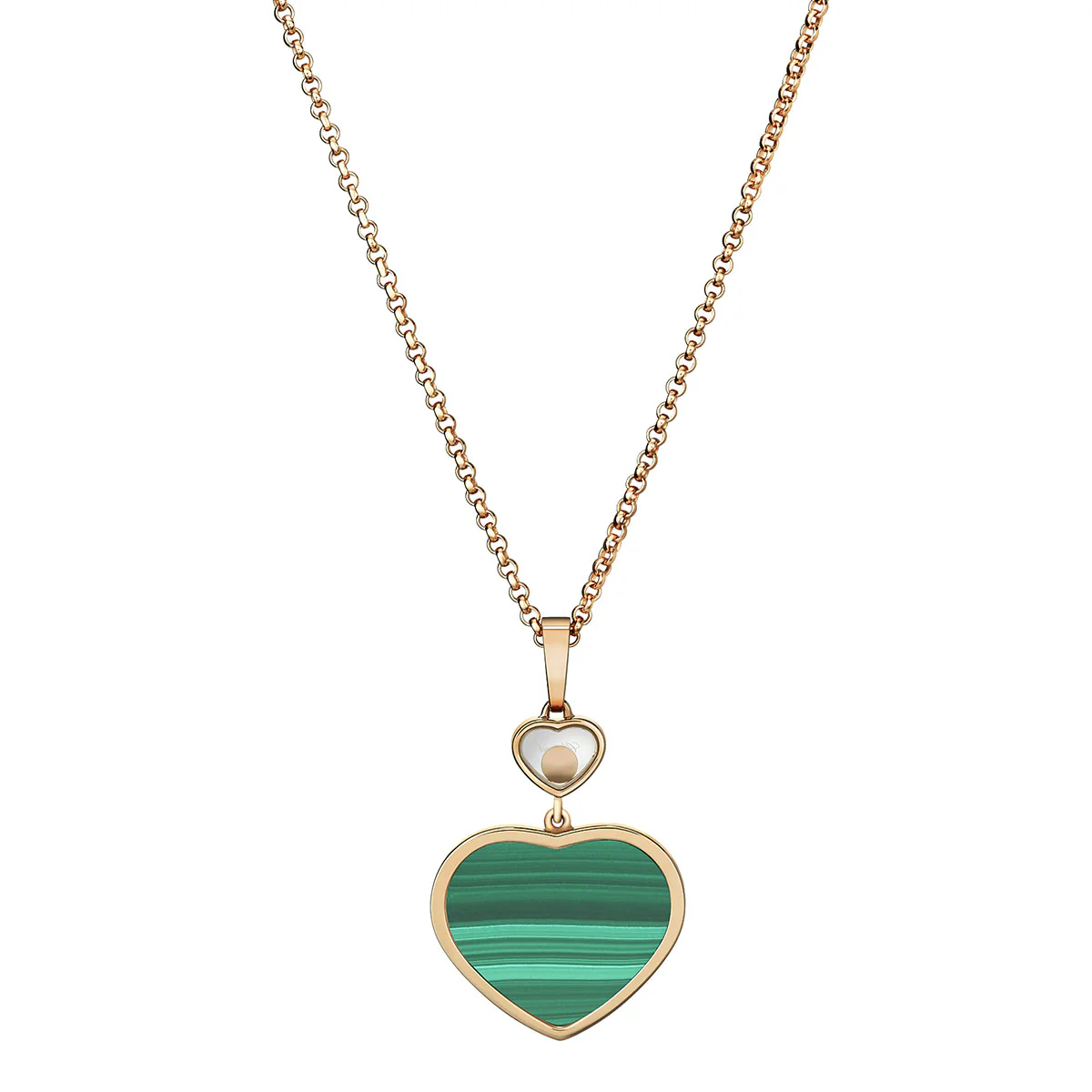 18ct Rose Gold Happy Hearts Malachite & Diamond Pendant - Image 5