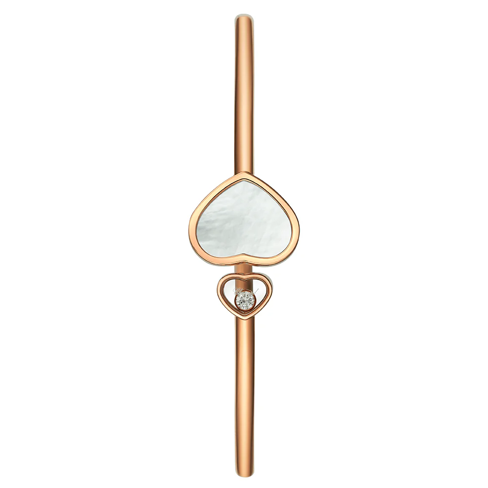 18ct Rose Gold Happy Hearts Mother Of Pearl & Diamond Bangle - Image 2
