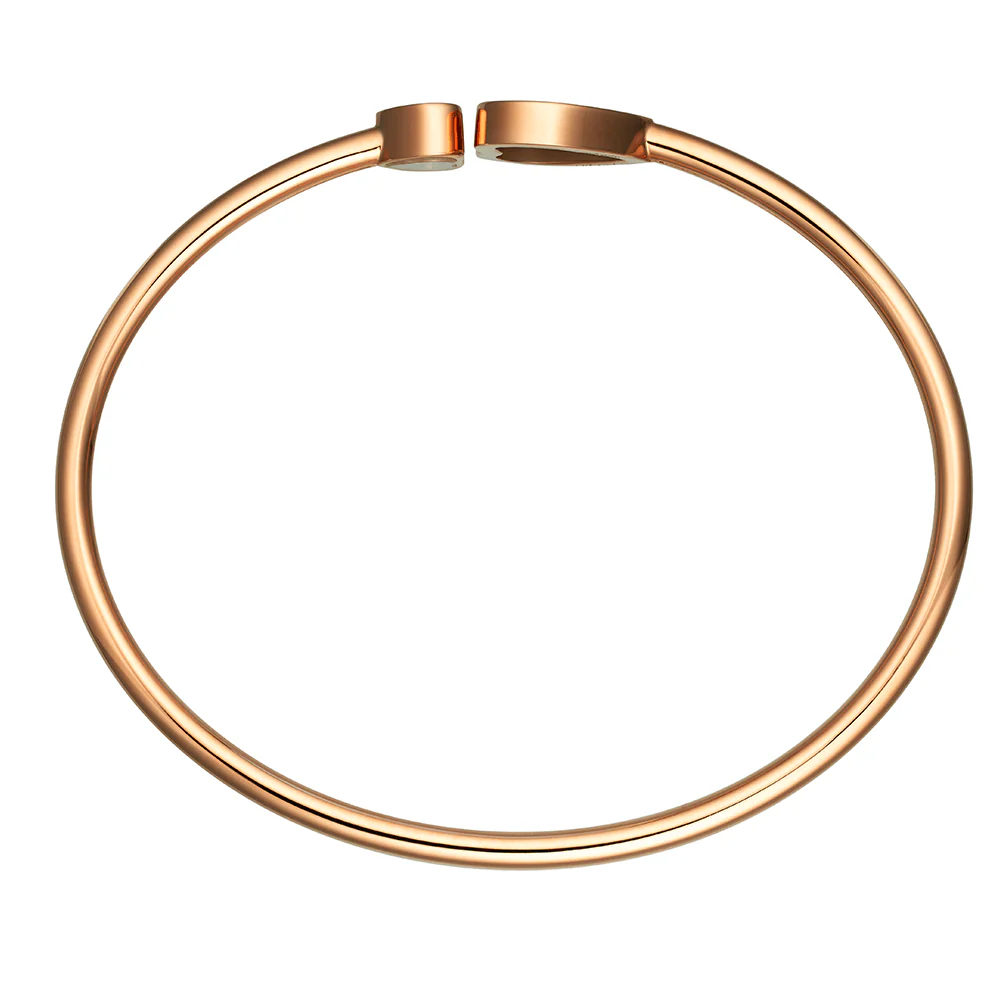 18ct Rose Gold Happy Hearts Mother Of Pearl & Diamond Bangle - Image 3