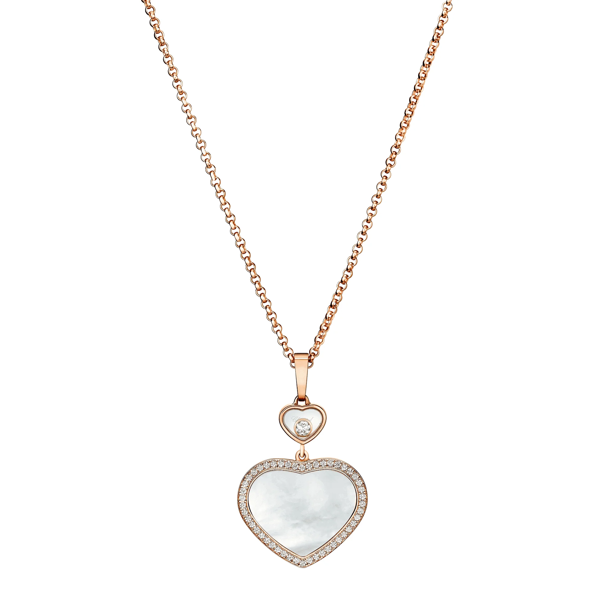18ct Rose Gold Happy Hearts Mother of Pearl & Diamond Set Pendant - Image 2