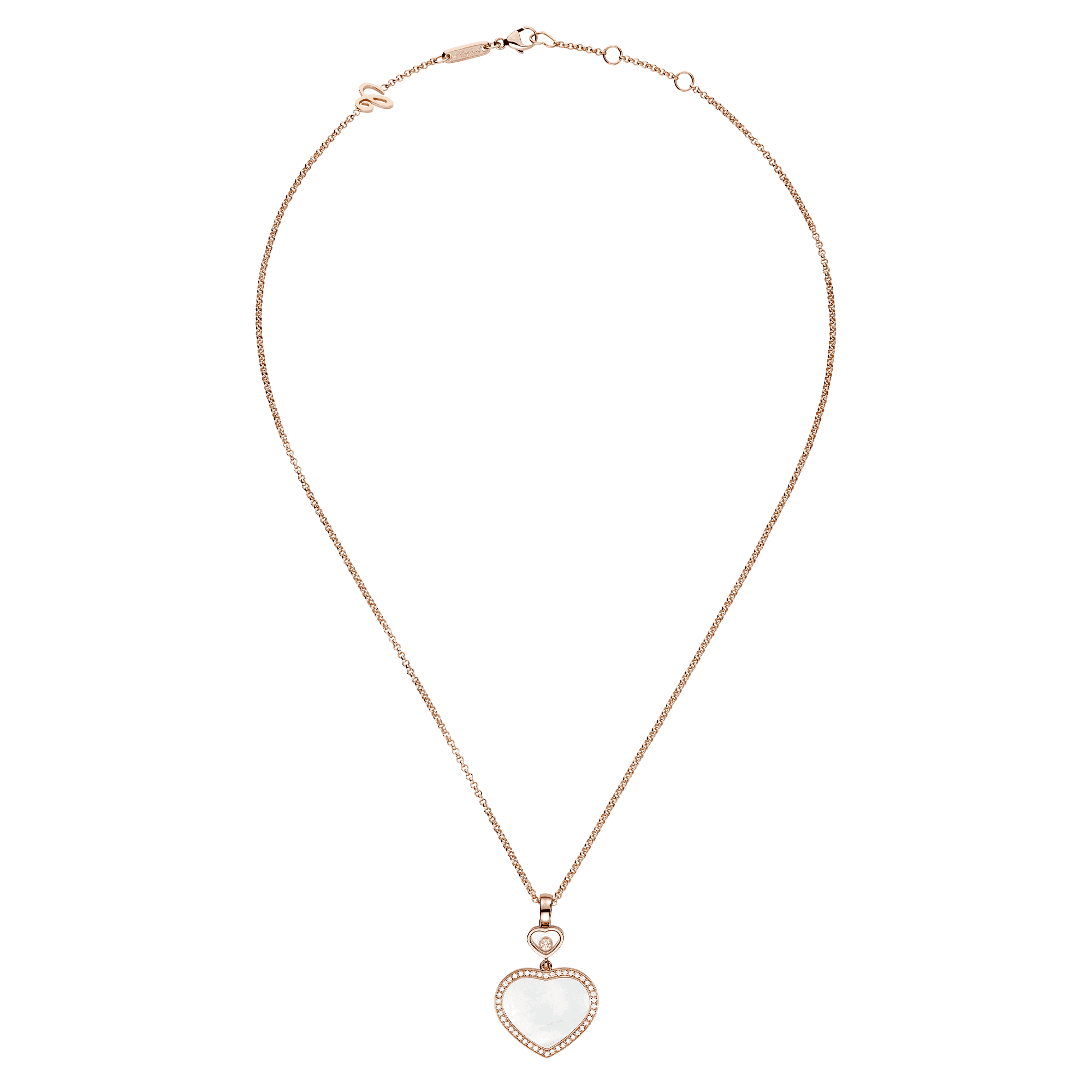 18ct Rose Gold Happy Hearts Mother of Pearl & Diamond Set Pendant - Image 3
