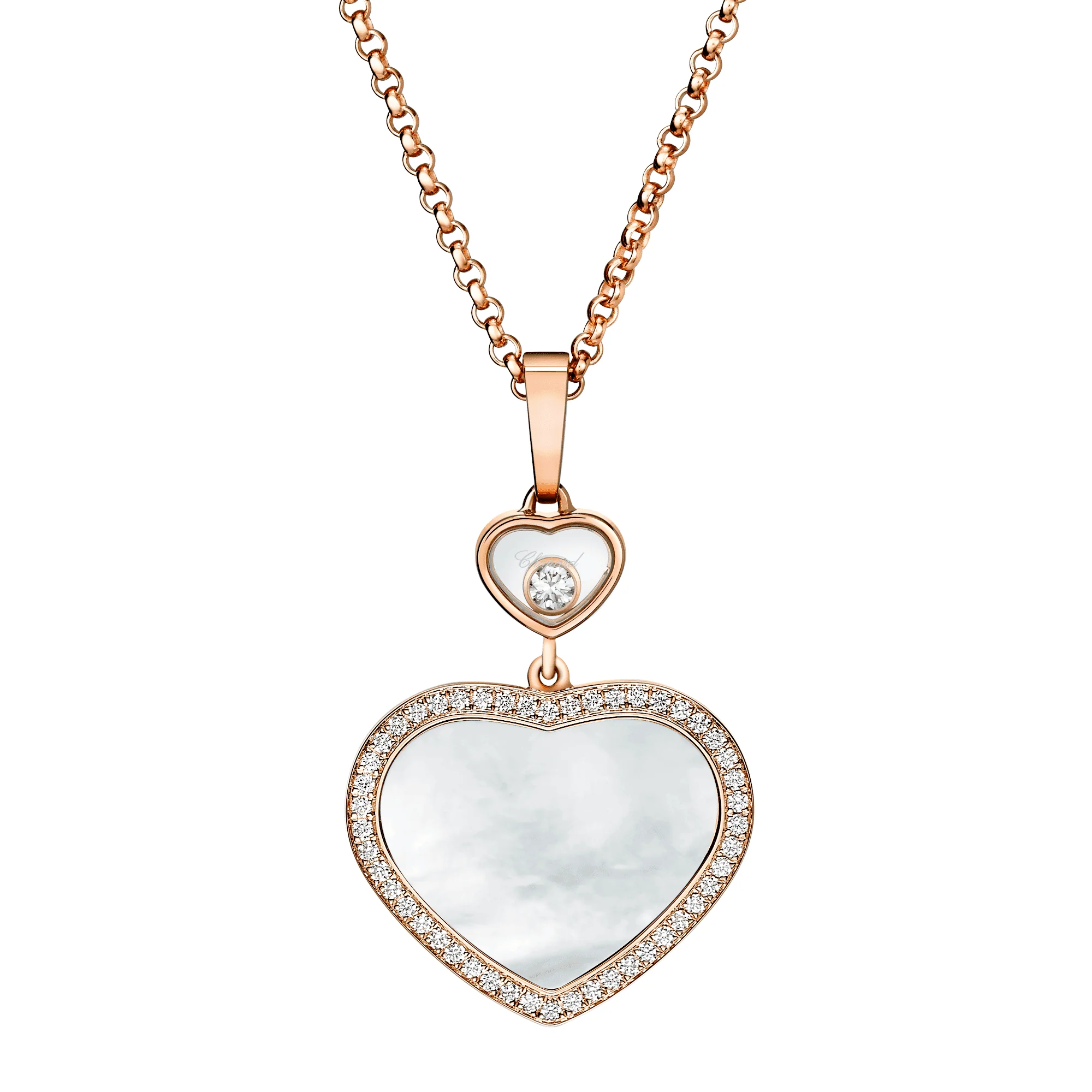 18ct Rose Gold Happy Hearts Mother of Pearl & Diamond Set Pendant - Image 4