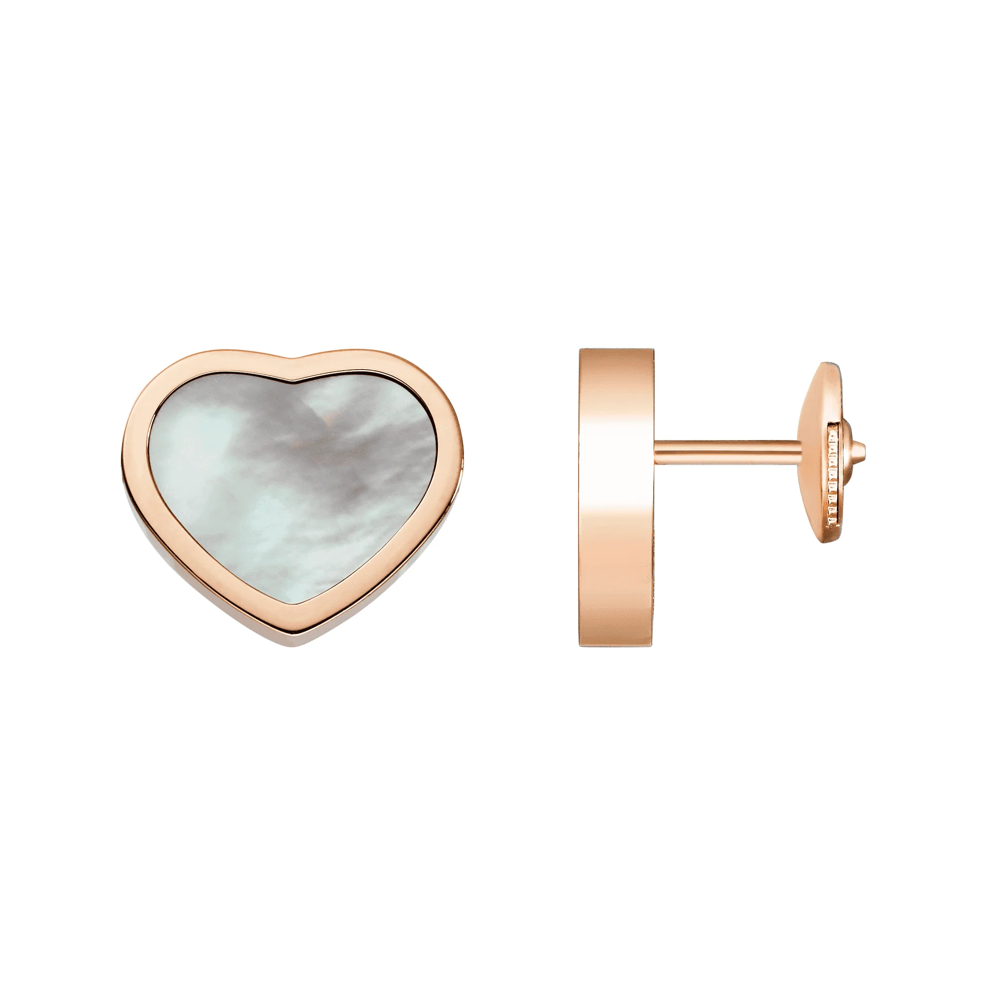 18ct Rose Gold Happy Hearts Mother of Pearl Earrings - Image 2