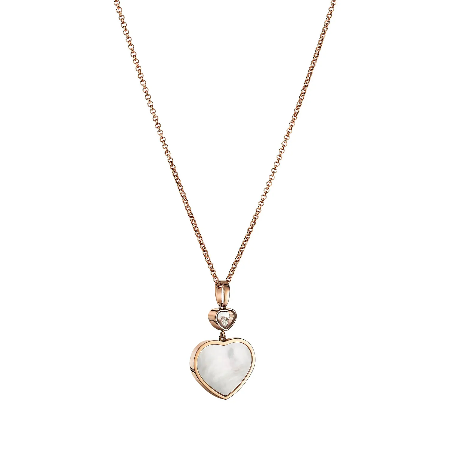 18ct Rose Gold Happy Hearts Mother of Pearl & Diamond Pendant - Image 3