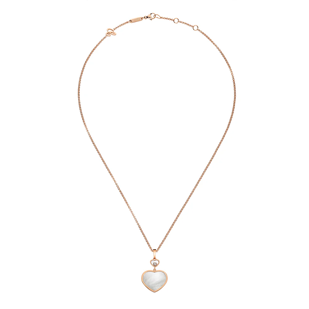 18ct Rose Gold Happy Hearts Mother of Pearl & Diamond Pendant - Image 4
