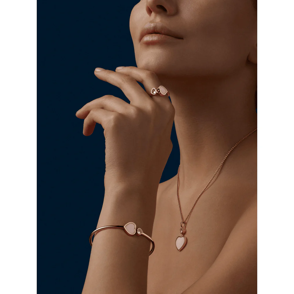 18ct Rose Gold Happy Hearts Pink Opal & Diamond Pendant - Image 3