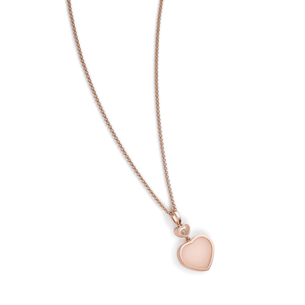 18ct Rose Gold Happy Hearts Pink Opal & Diamond Pendant - Image 4