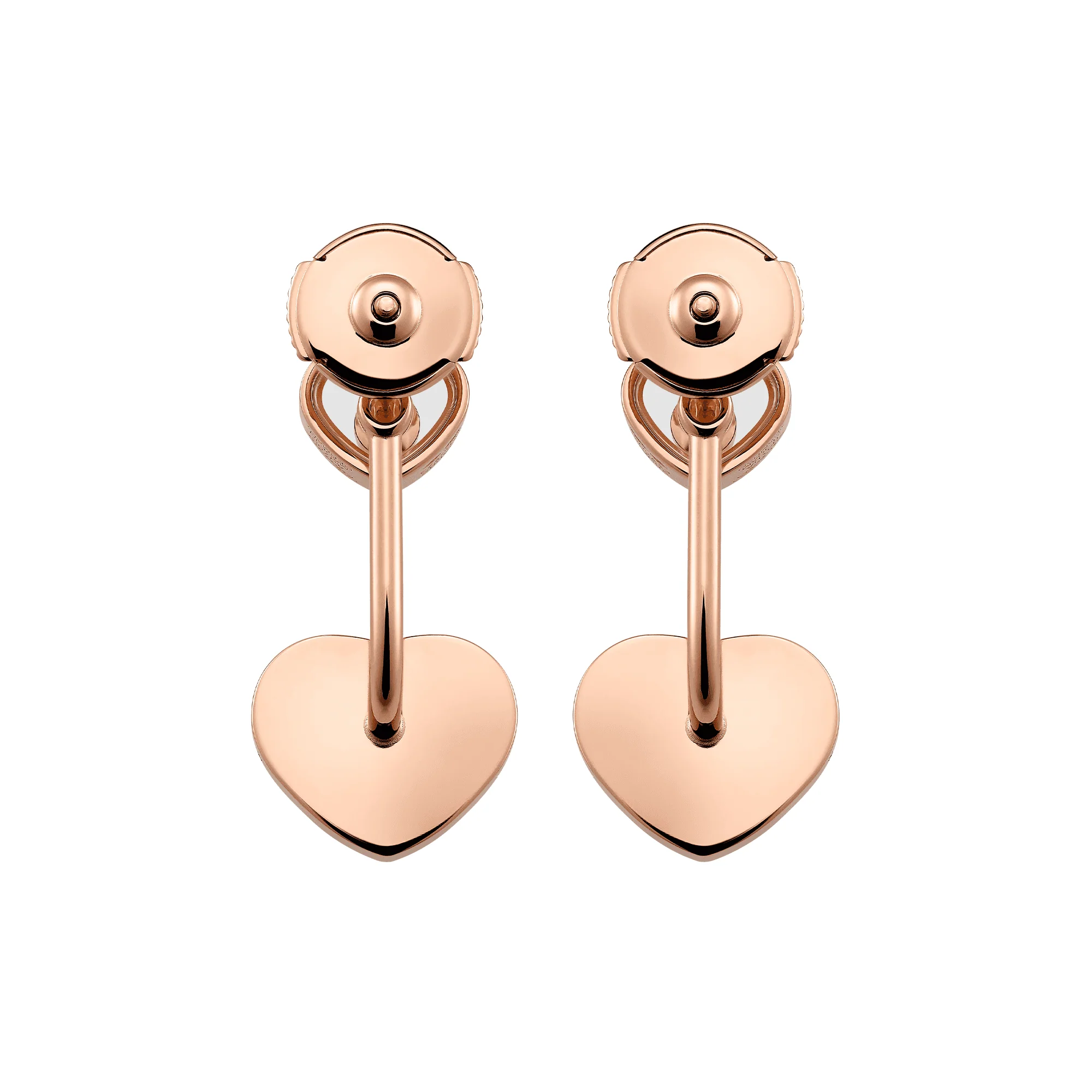 18ct Rose Gold Happy Hearts Red Stone & Diamond Drop Earrings - Image 4