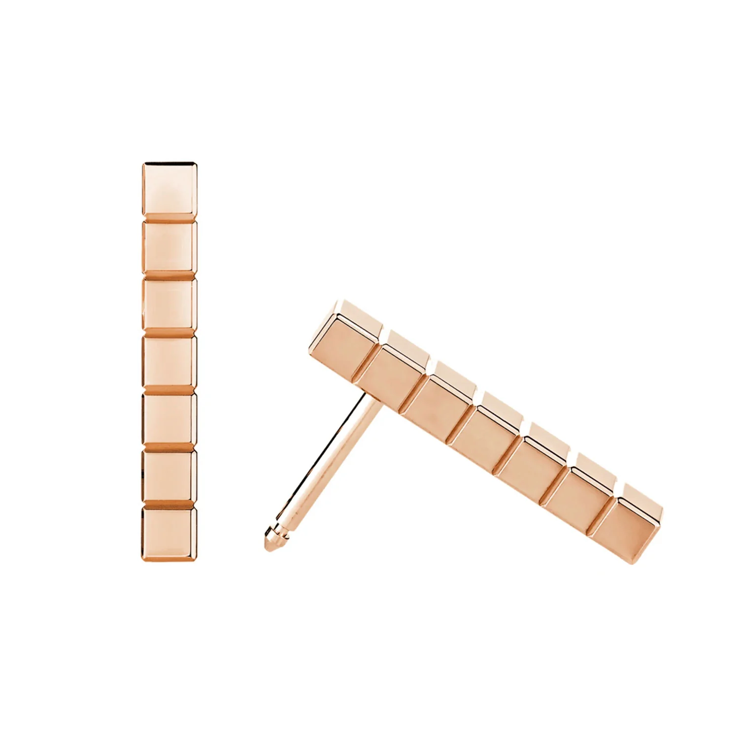 18ct Rose Gold Ice Cube Bar Earrings - Image 2