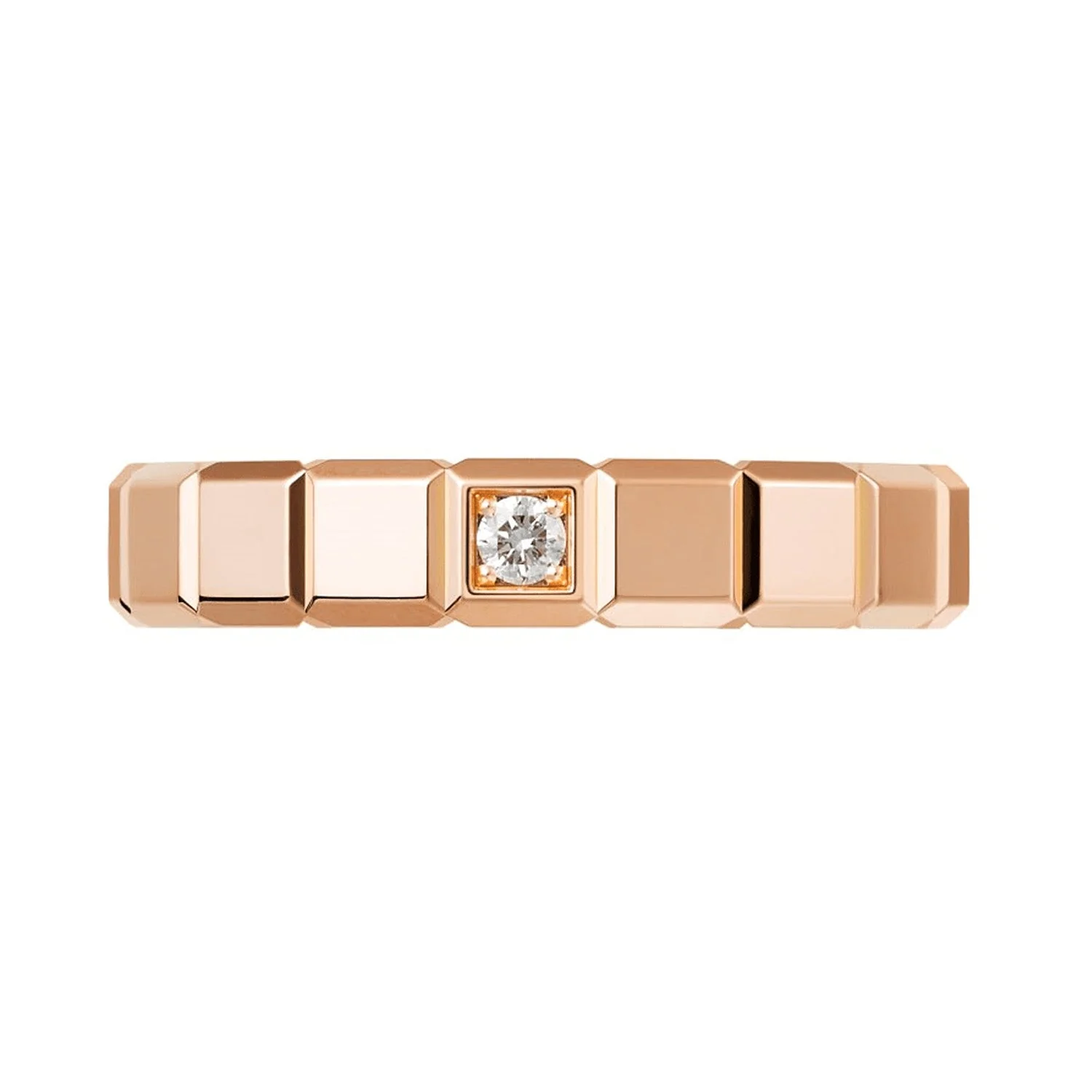 18ct Rose Gold Ice Cube Single Diamond Set Ring - Image 5