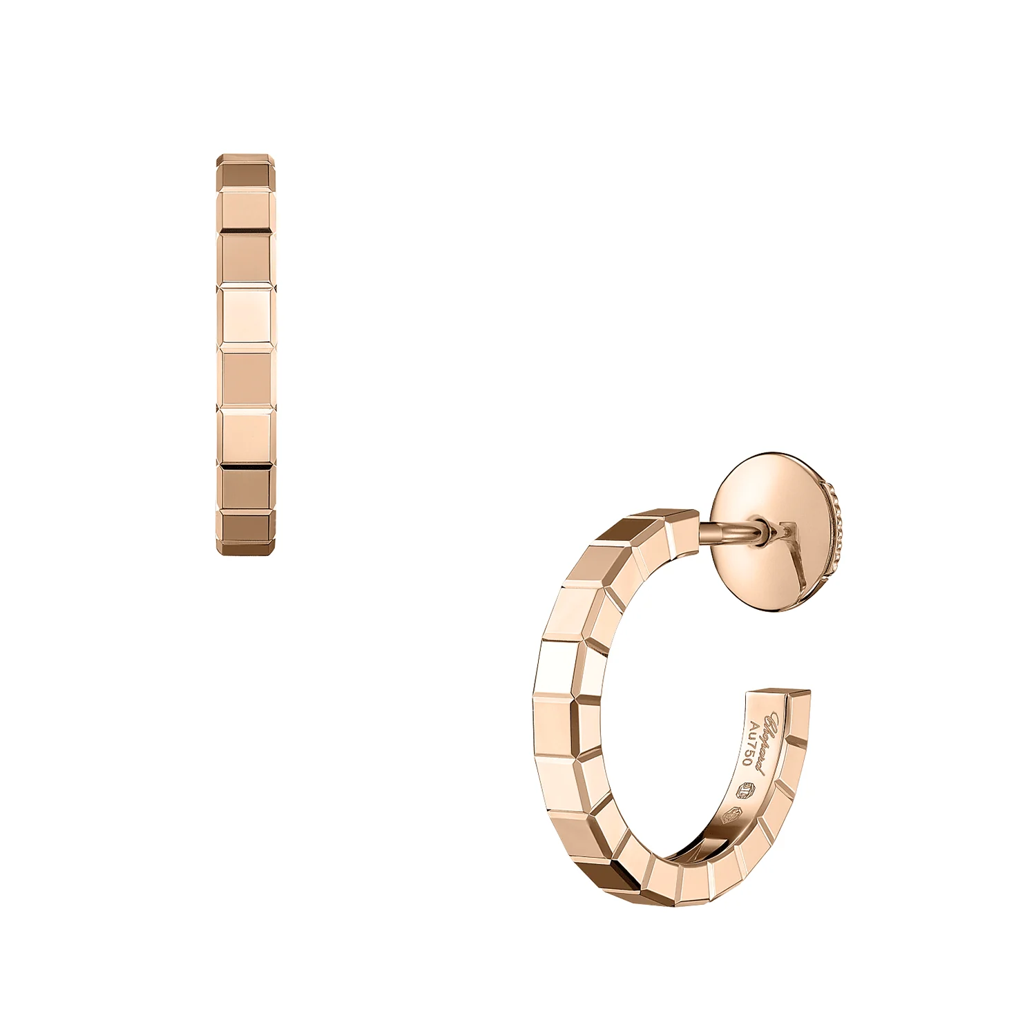 18ct Rose Gold Ice Cube Hoop Earrings - Image 2
