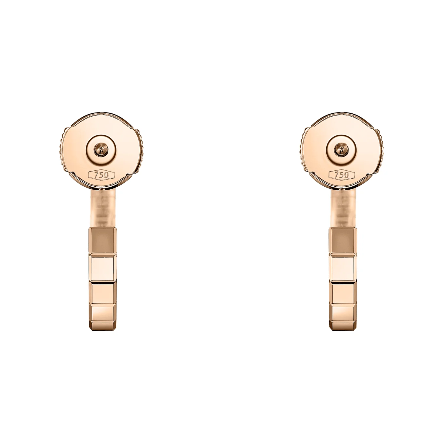 18ct Rose Gold Ice Cube Hoop Earrings - Image 3
