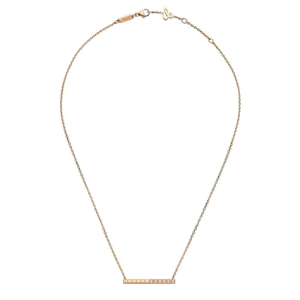 18ct Rose Gold Ice Cube Part Diamond Set Necklace - Image 2