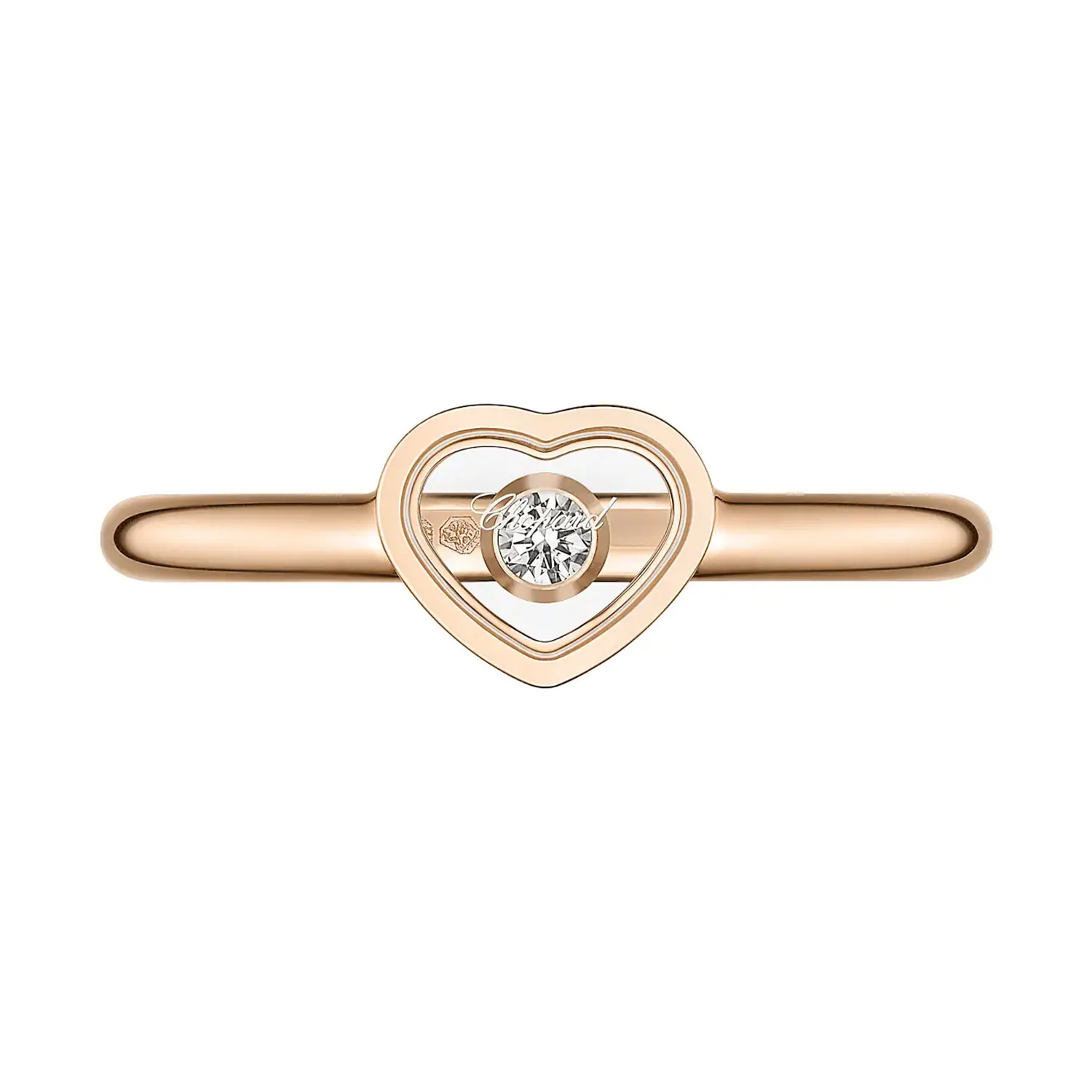 18ct Rose Gold My Happy Hearts Ring With Single Floating Diamond - Image 3