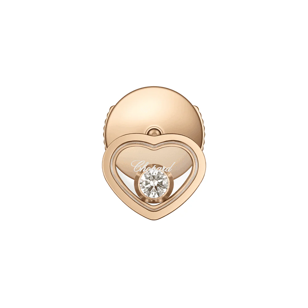 18ct Rose Gold My Happy Hearts Single Stud Earring With Single Floating Diamond - Image 2