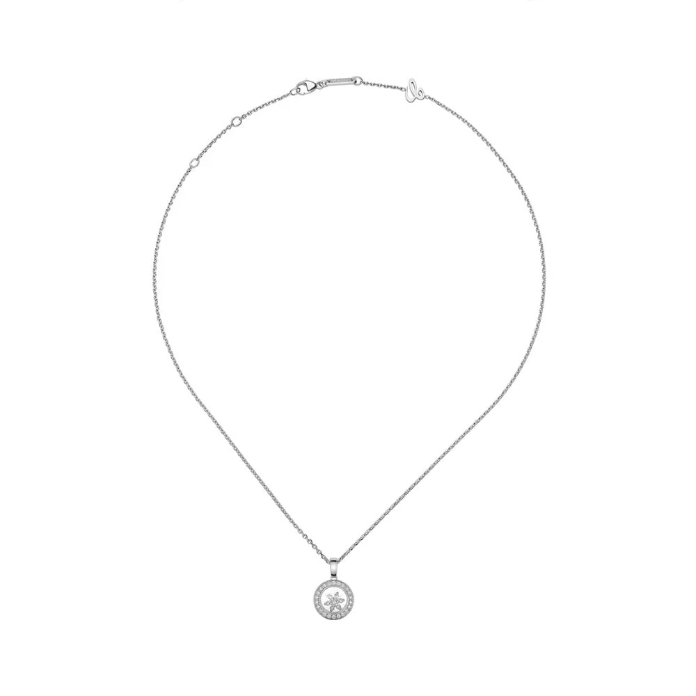 18ct White Gold Happy Diamonds Floating Snowflake Pendant With Diamond Set Bezel - Image 2