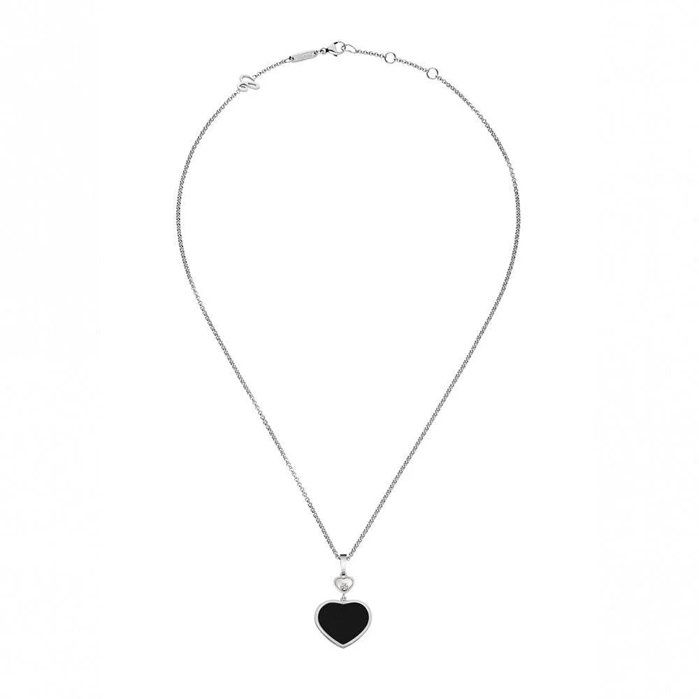 18ct White Gold Happy Hearts Black Onyx & Diamond Pendant - Image 2