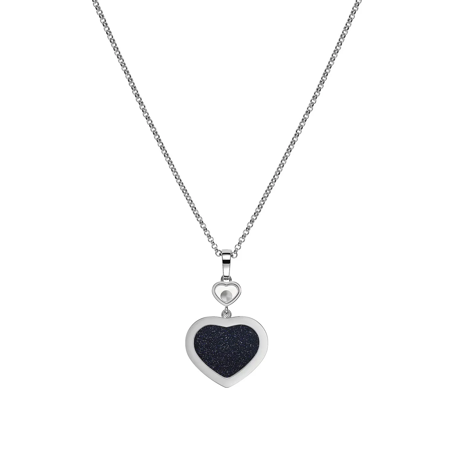18ct White Gold Happy Hearts Blue Aventurine & Diamond Surround Pendant - Image 5