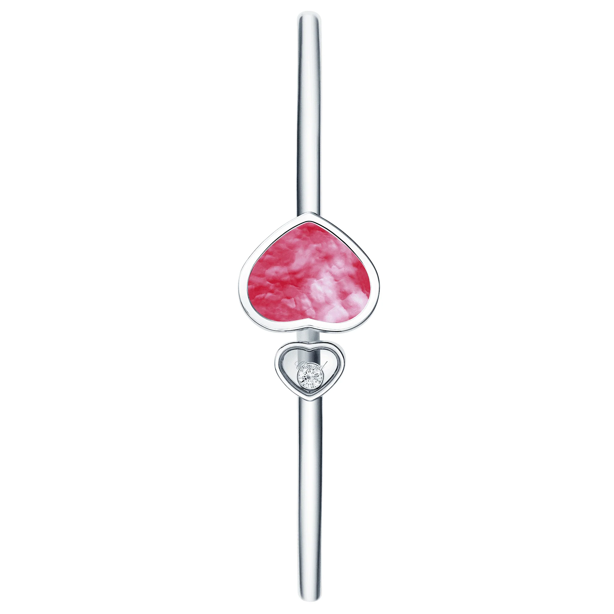 18ct White Gold Happy Hearts Natalia Vodianova's "Naked Heart Foundation" Pink Mother Of Pearl & Diamond Bangle - Image 2