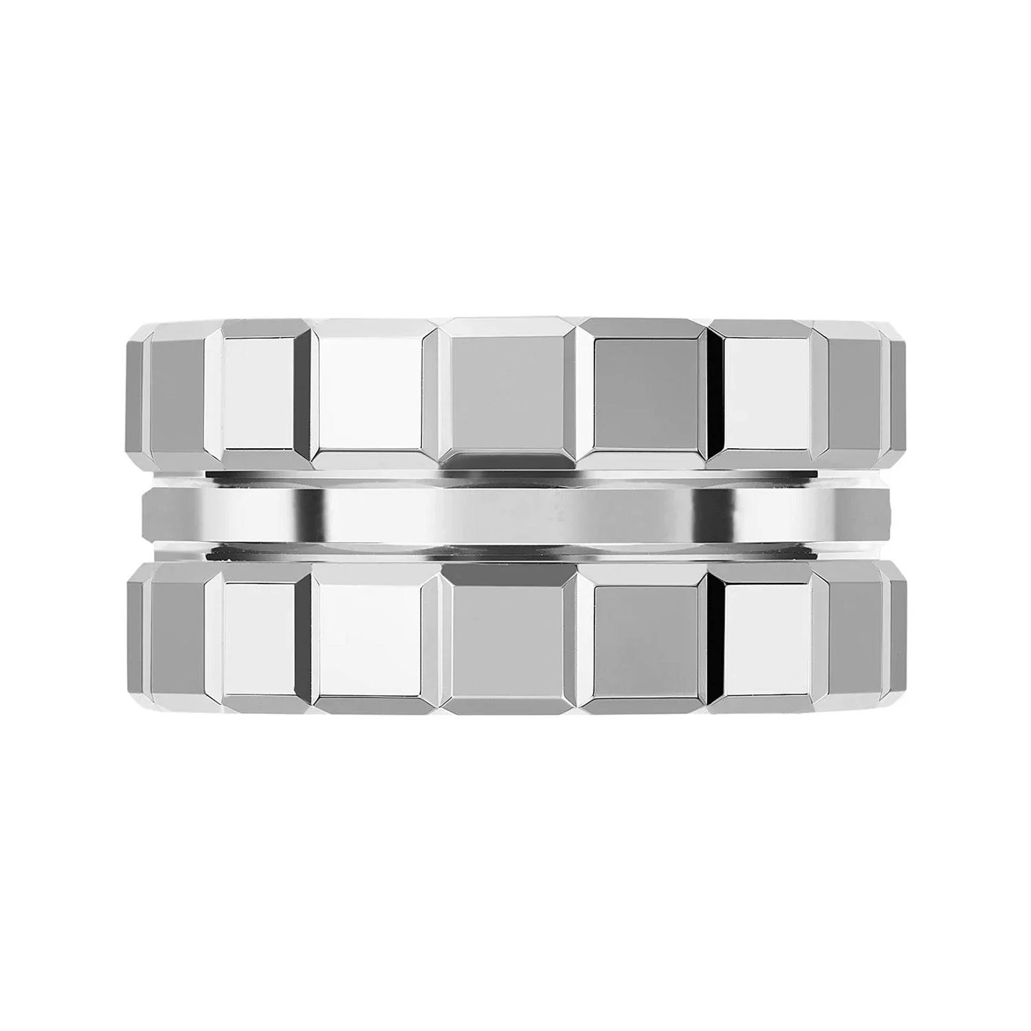18ct White Gold Ice Cube 3 Row Ring - Image 4
