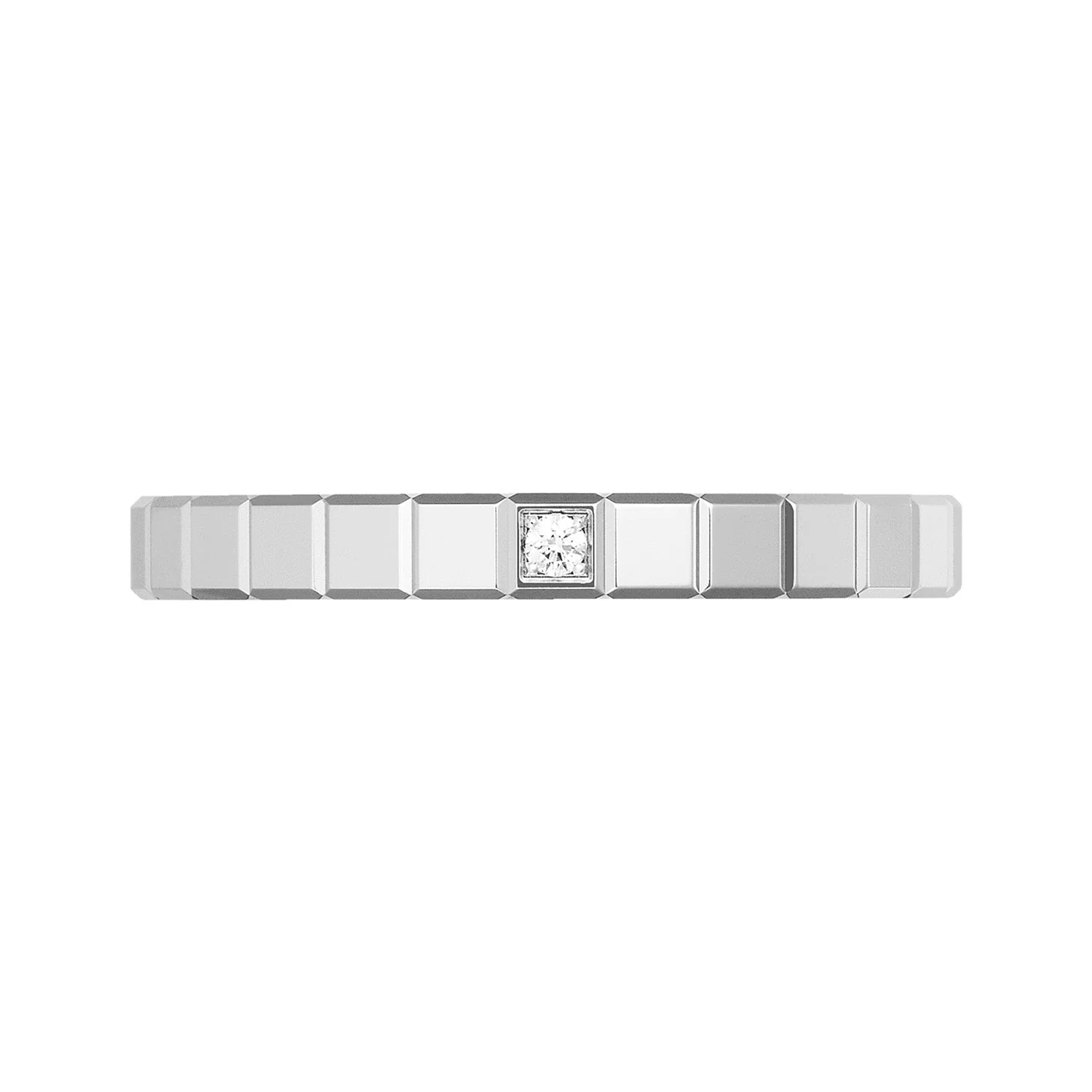 18ct White Gold Ice Cube Single Diamond Set Ring - Image 4