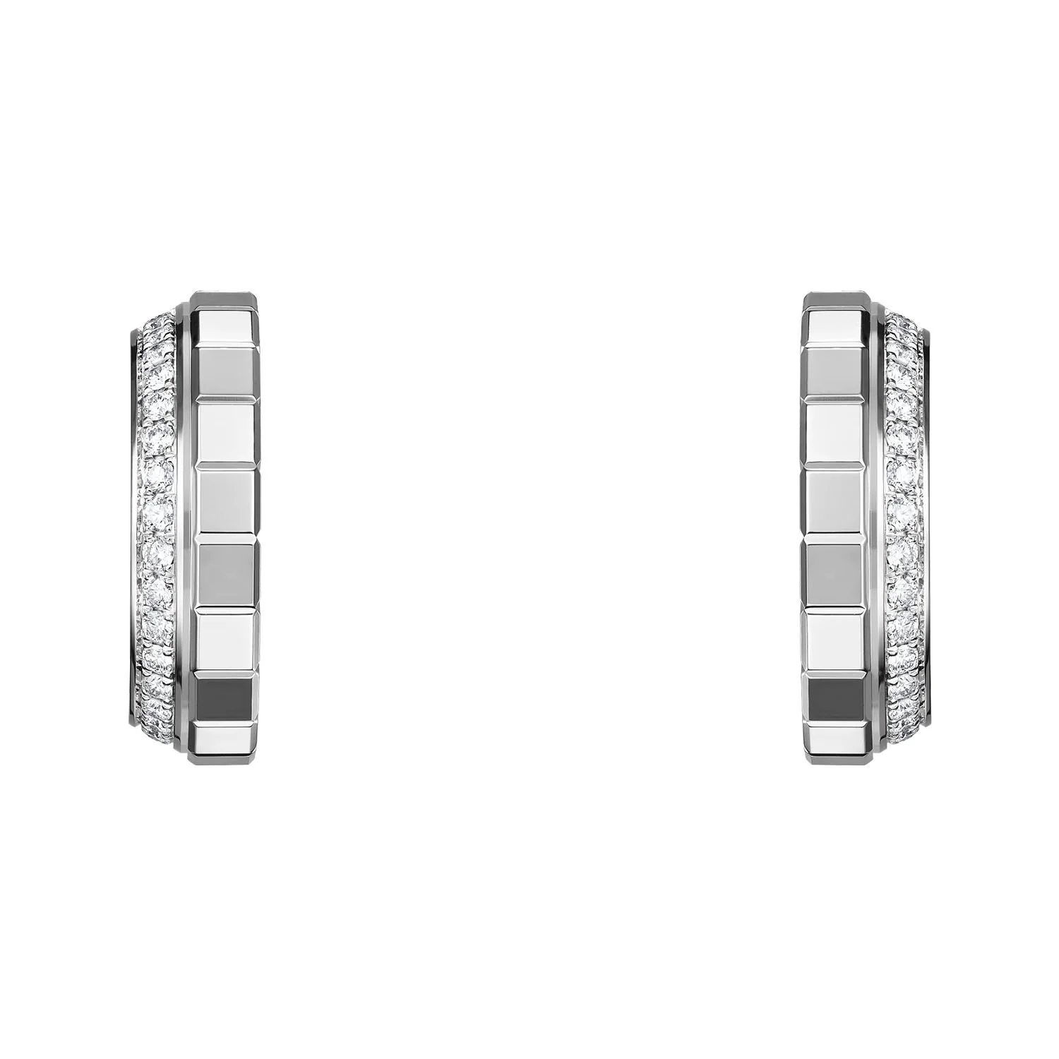 18ct White Gold Ice Cube Mini Diamond Small Hoop Earrings - Image 4