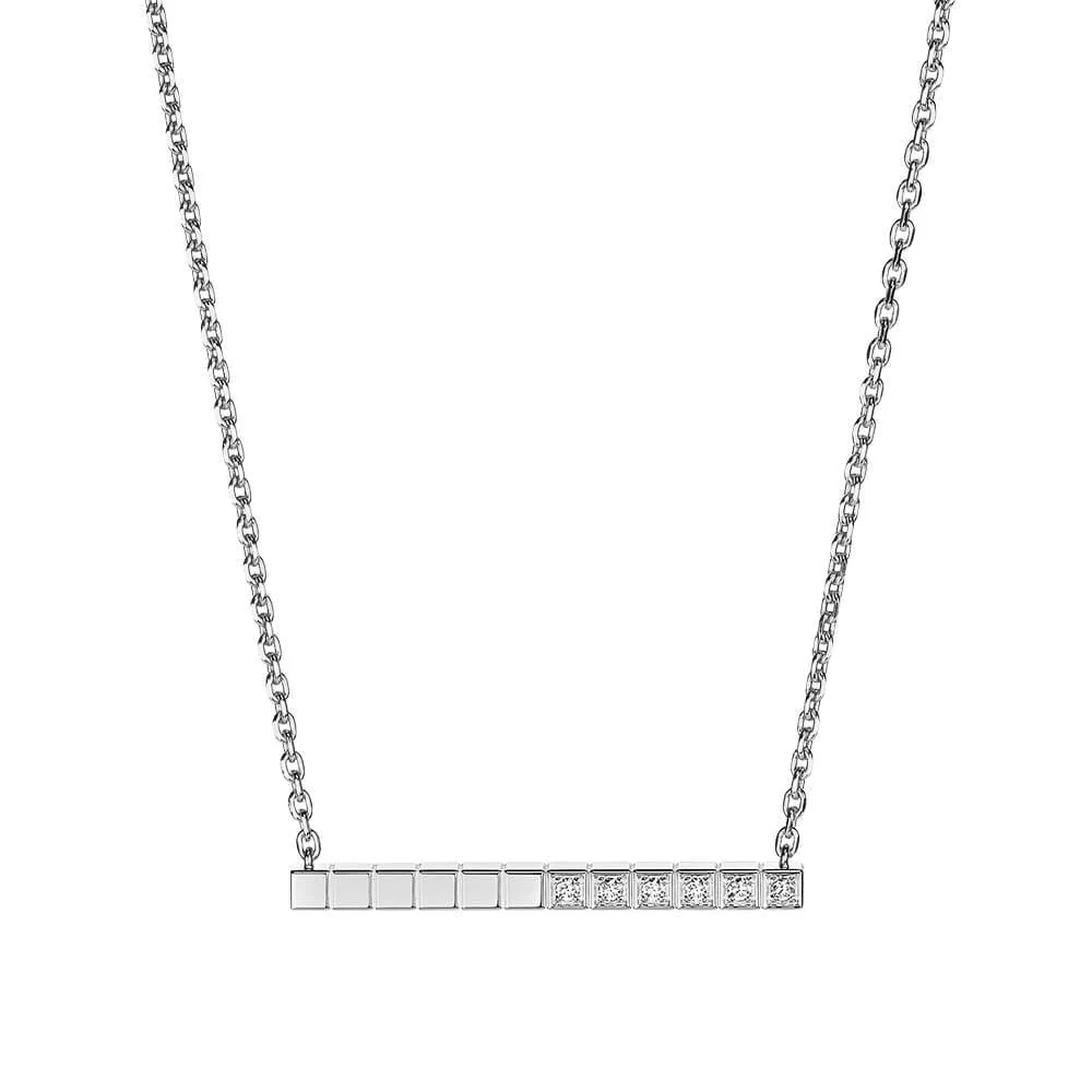 18ct White Gold Ice Cube Part Diamond Set Necklace - Image 2