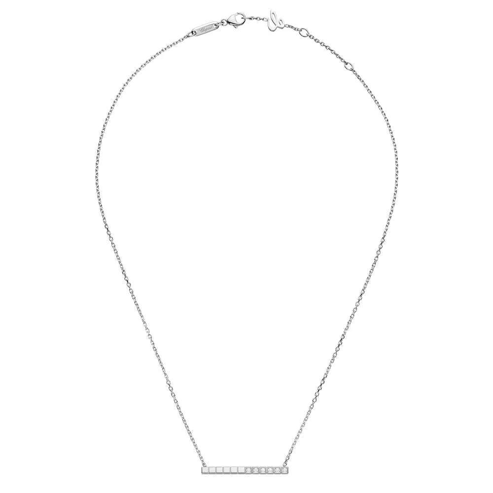 18ct White Gold Ice Cube Part Diamond Set Necklace - Image 3