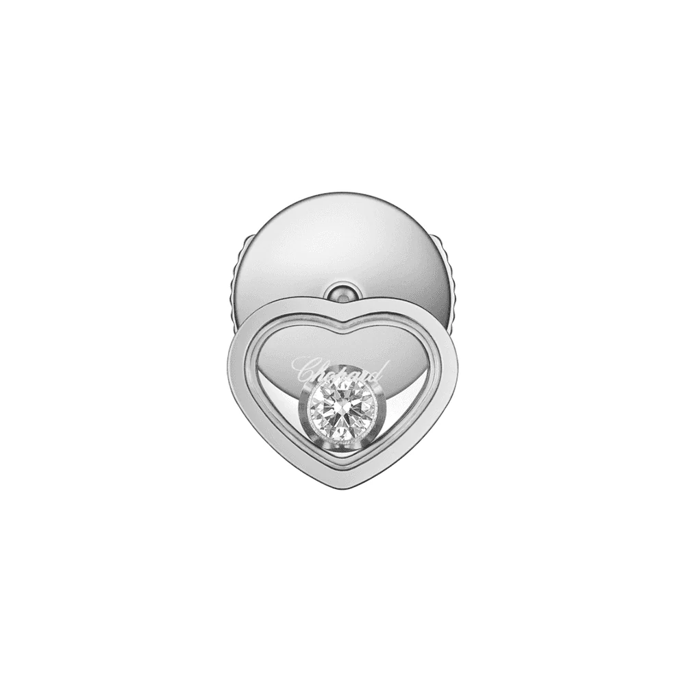 18ct White Gold My Happy Hearts Single Stud Earring With Single Floating Diamond - Image 2