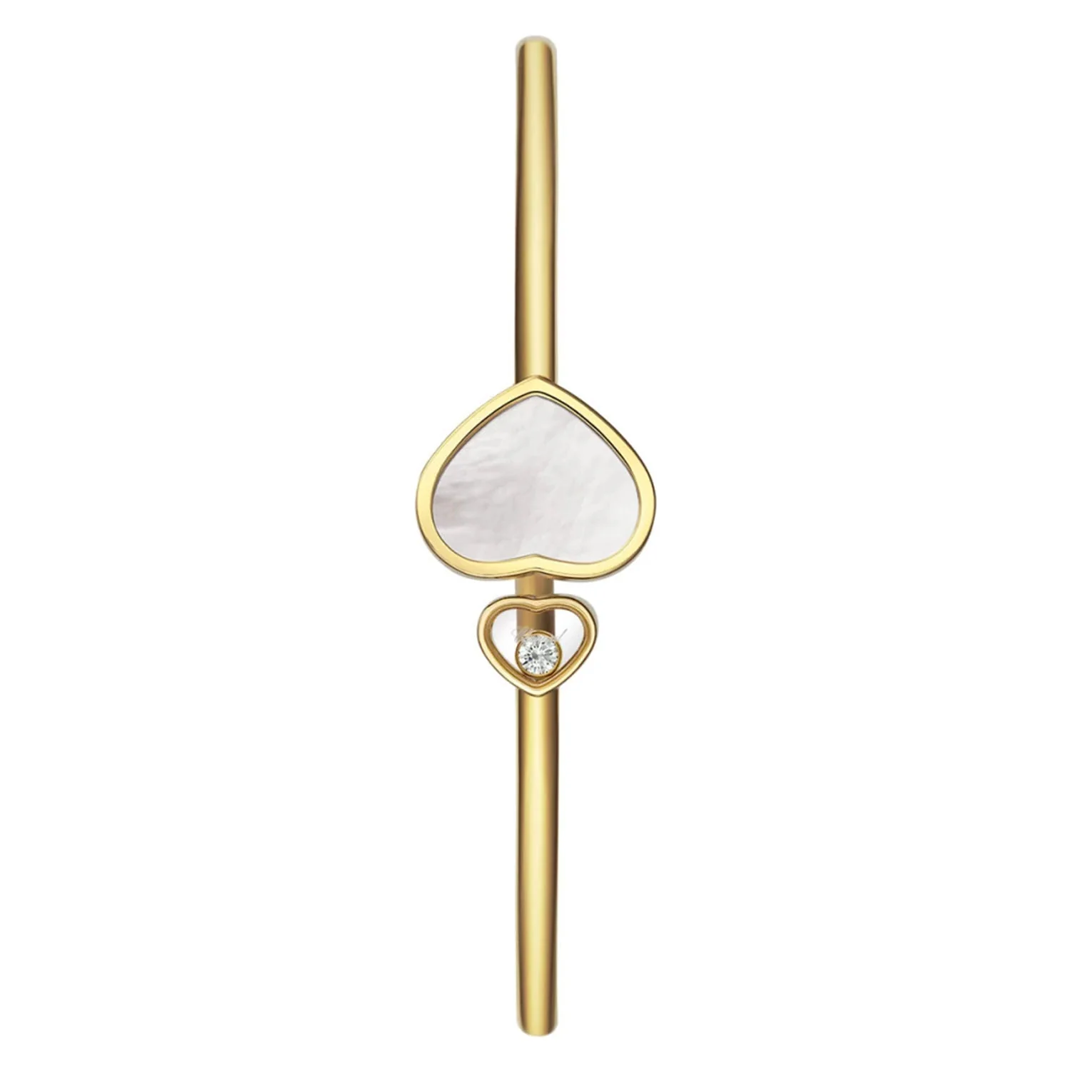 18ct Yellow Gold Happy Hearts Mother Of Pearl & Diamond Bangle - Image 2