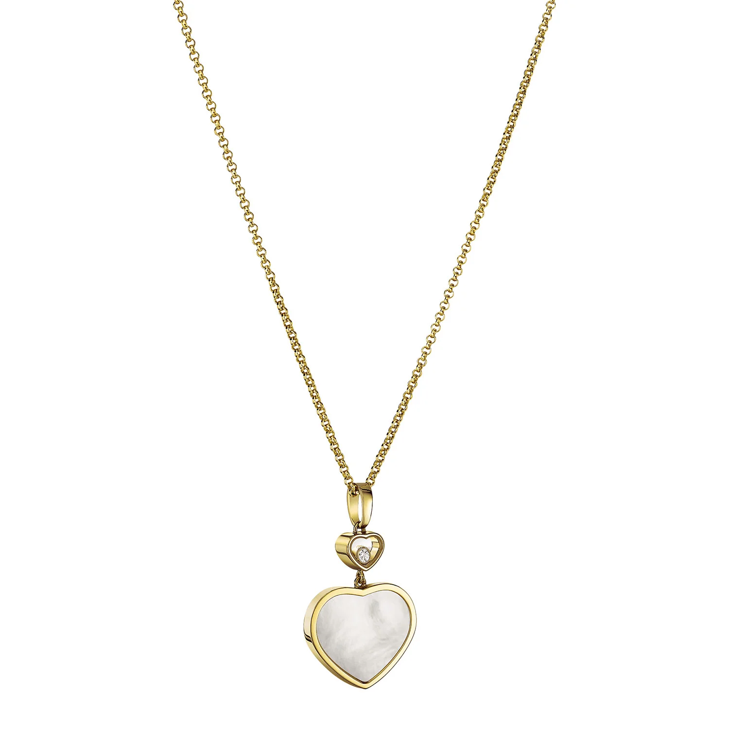 18ct Yellow Gold Happy Hearts Mother of Pearl & Diamond Pendant - Image 3