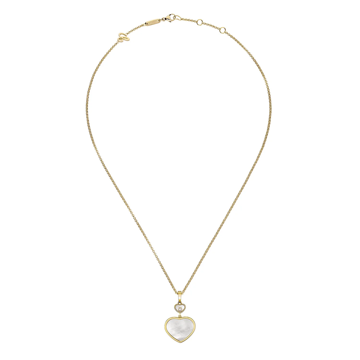 18ct Yellow Gold Happy Hearts Mother of Pearl & Diamond Pendant - Image 4