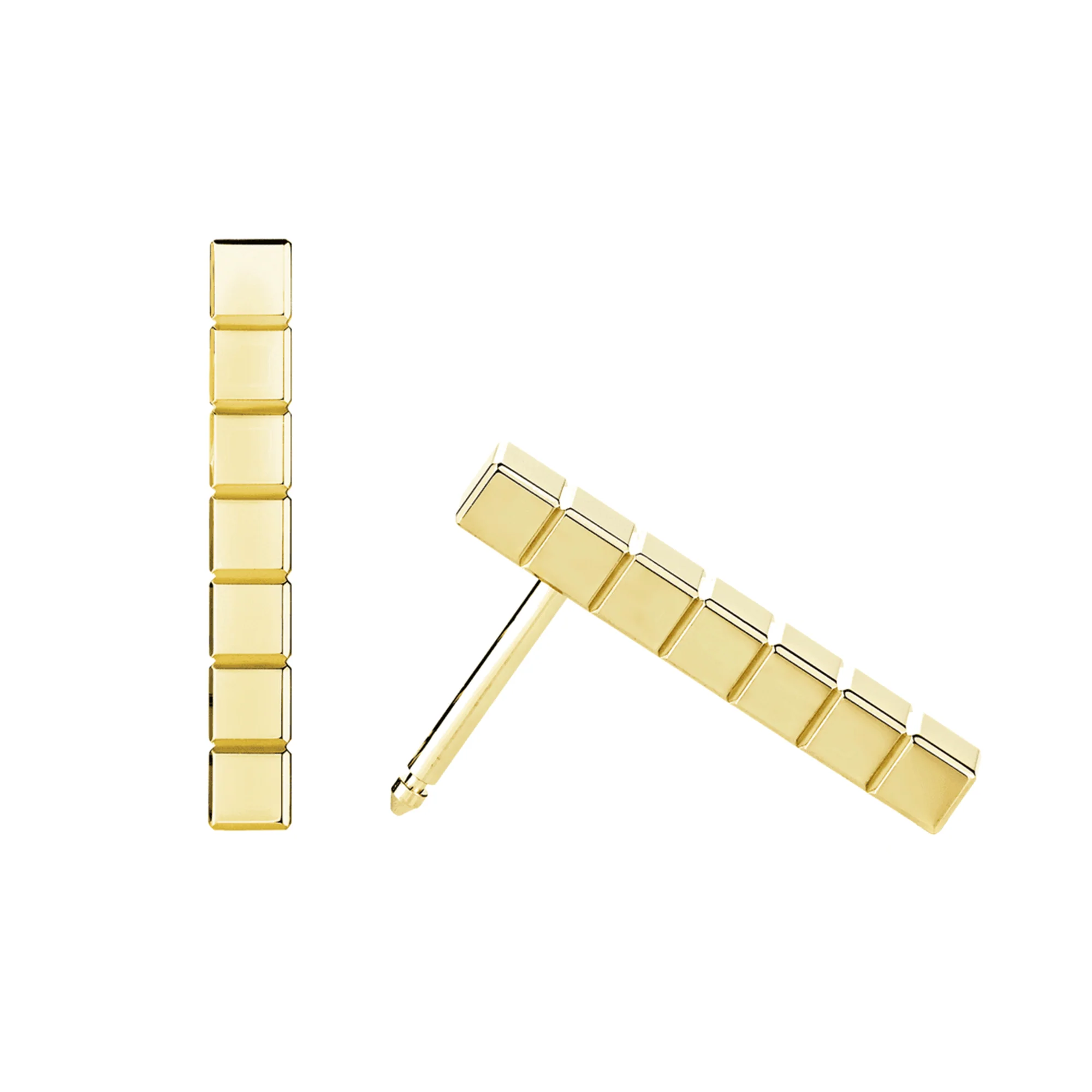 18ct Yellow Gold Ice Cube Bar Earrings - Image 2