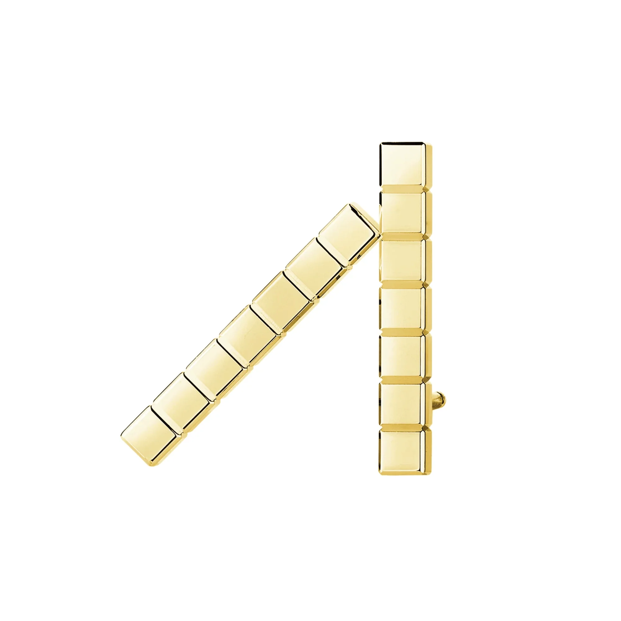 18ct Yellow Gold Ice Cube Bar Earrings - Image 3