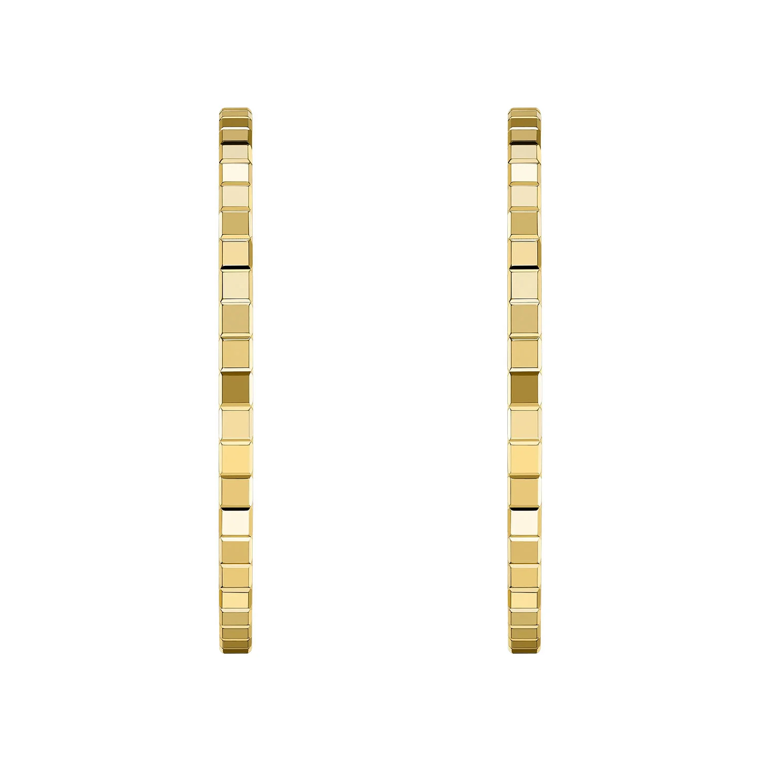 18ct Yellow Gold Ice Cube Mini Large Hoop Earrings - Image 3