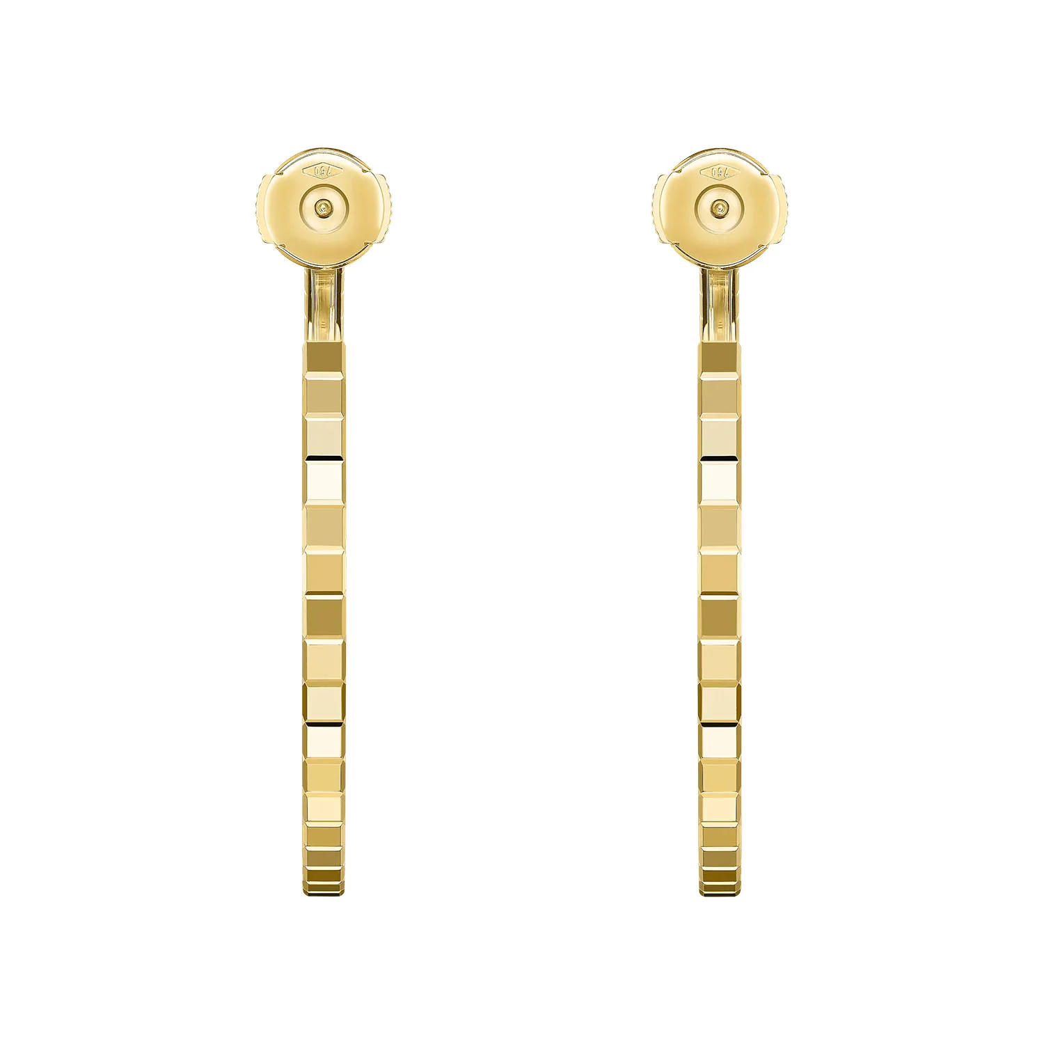 18ct Yellow Gold Ice Cube Mini Large Hoop Earrings - Image 4