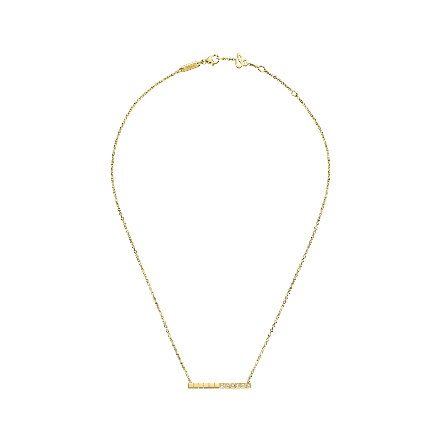 18ct Yellow Gold Ice Cube Part Diamond Set Necklace - Image 2