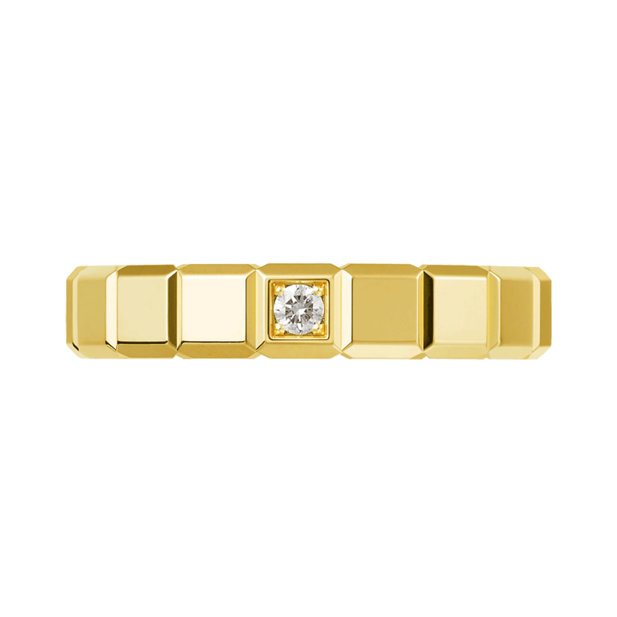 18ct Yellow Gold Ice Cube Single Diamond Set Ring - Image 3