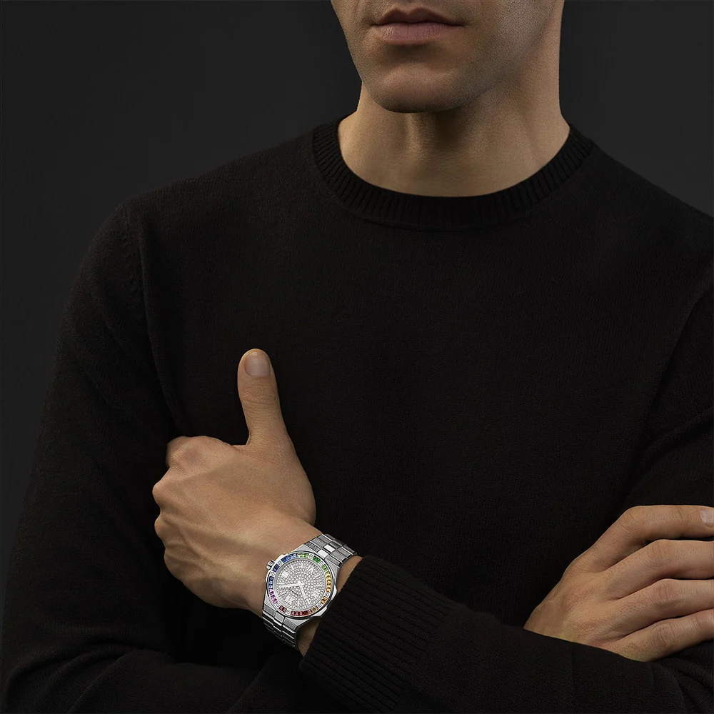 Alpine Eagle 41mm 18ct White Gold Rainbow Sapphire Set Watch - Image 2