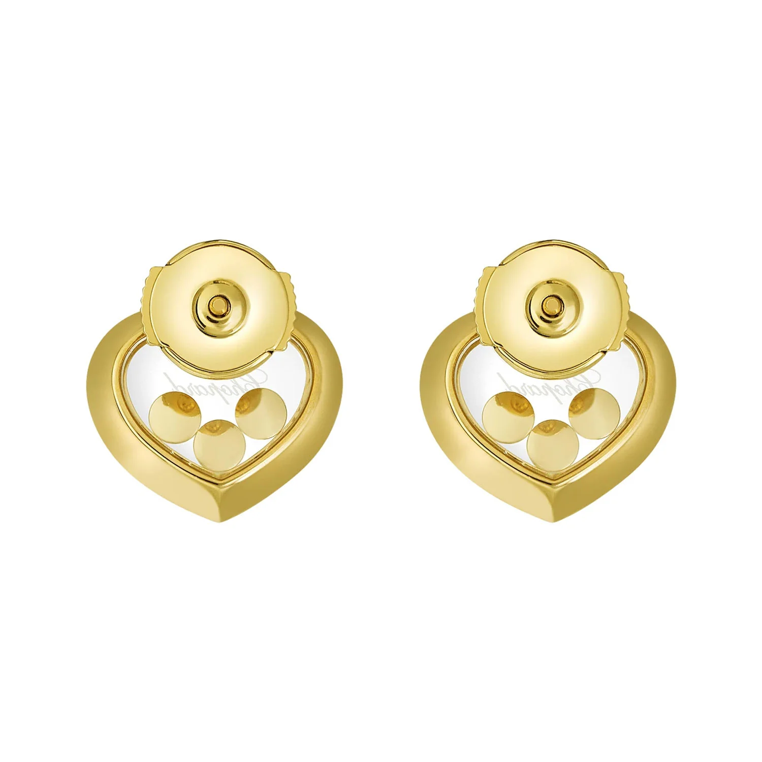 Happy Three Diamonds Icons 18ct Yellow Gold Heart Earrings - Image 4