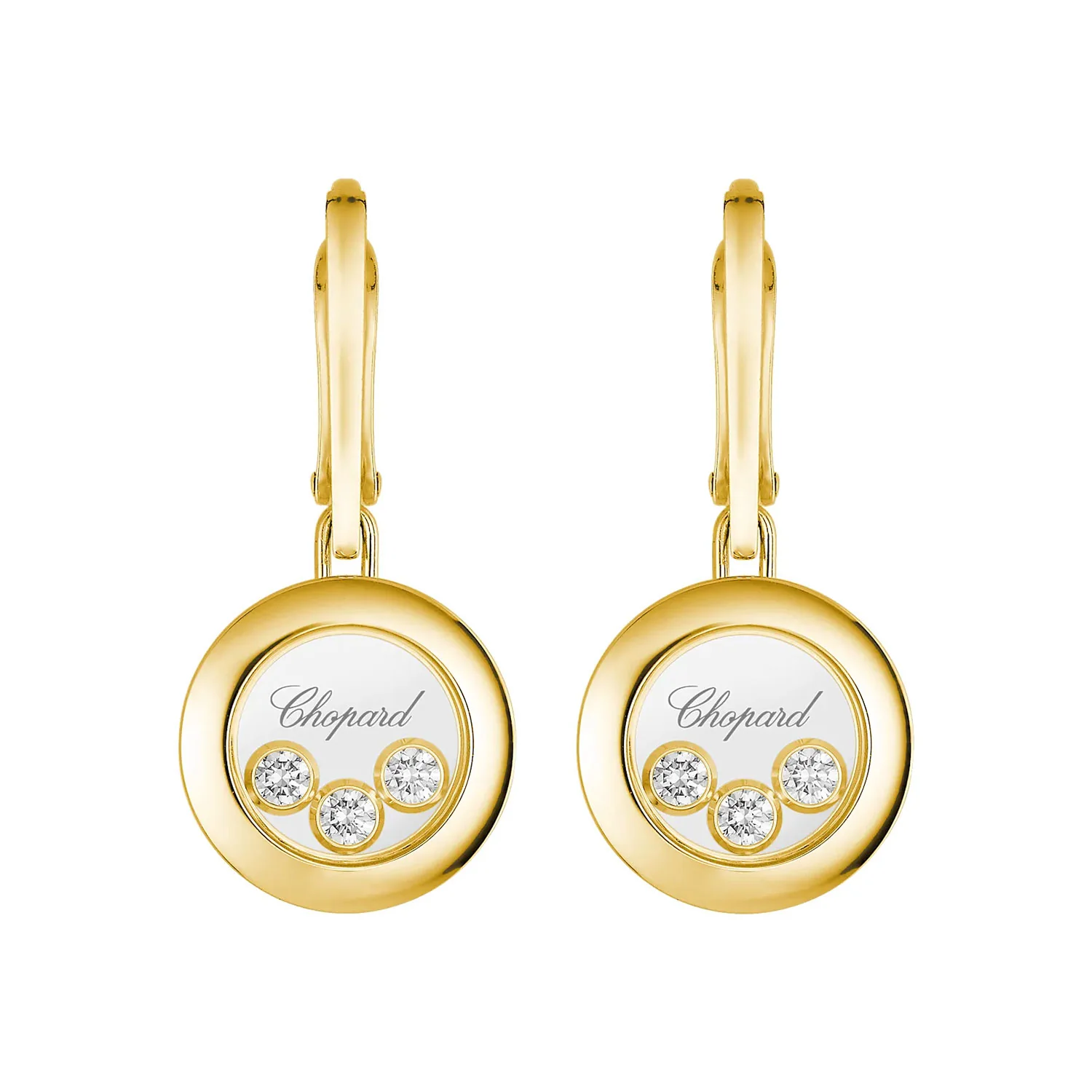 Happy Diamonds 18ct Yellow Gold Circular Drop Earrings - Image 3