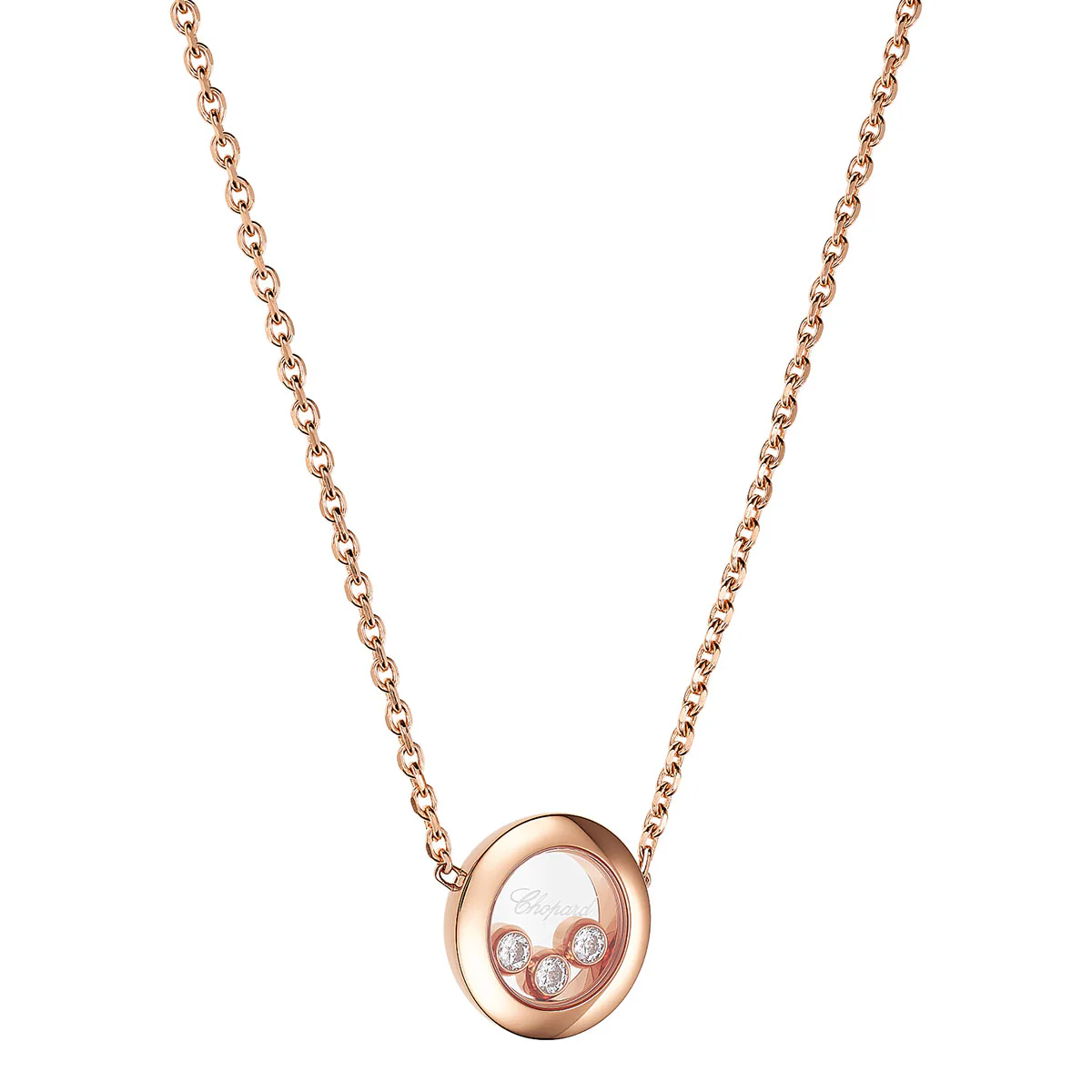 Happy Diamonds Icons 18ct Rose Gold Three Diamond Necklace - Image 2