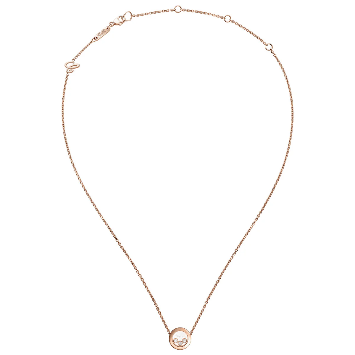 Happy Diamonds Icons 18ct Rose Gold Three Diamond Necklace - Image 3